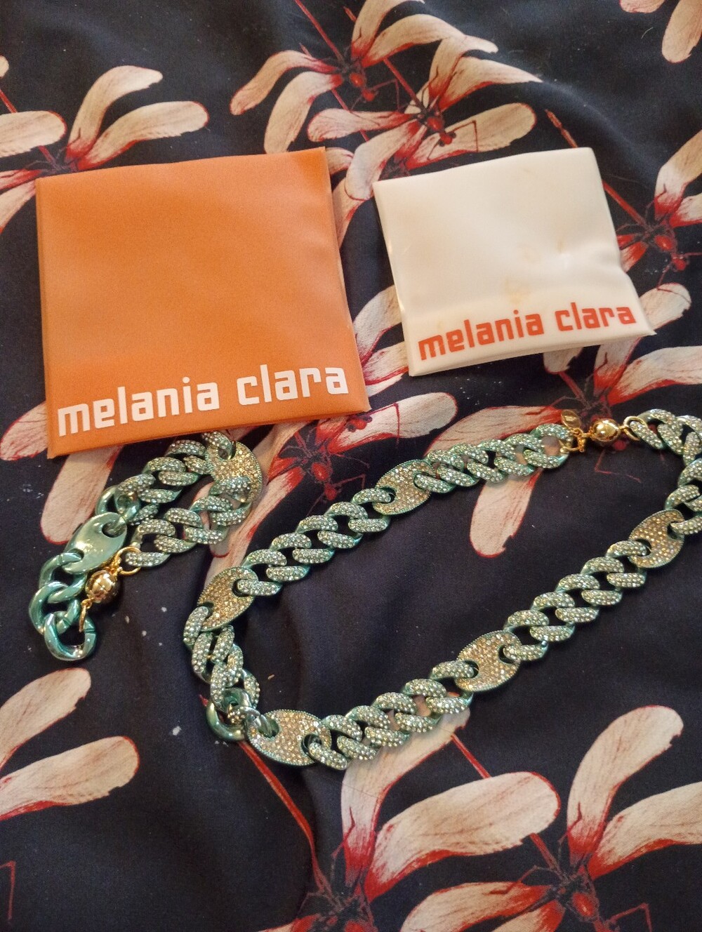Melania Clara Mint Crystal Cuban Link Necklace